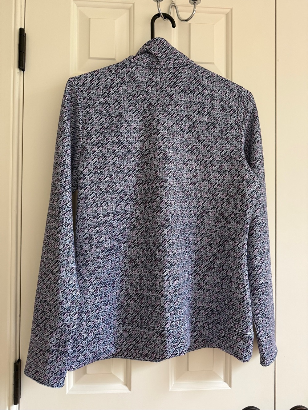 Women’s Blue Patterned Golf Quarter-Zip Pullover - Picture 2 of 4